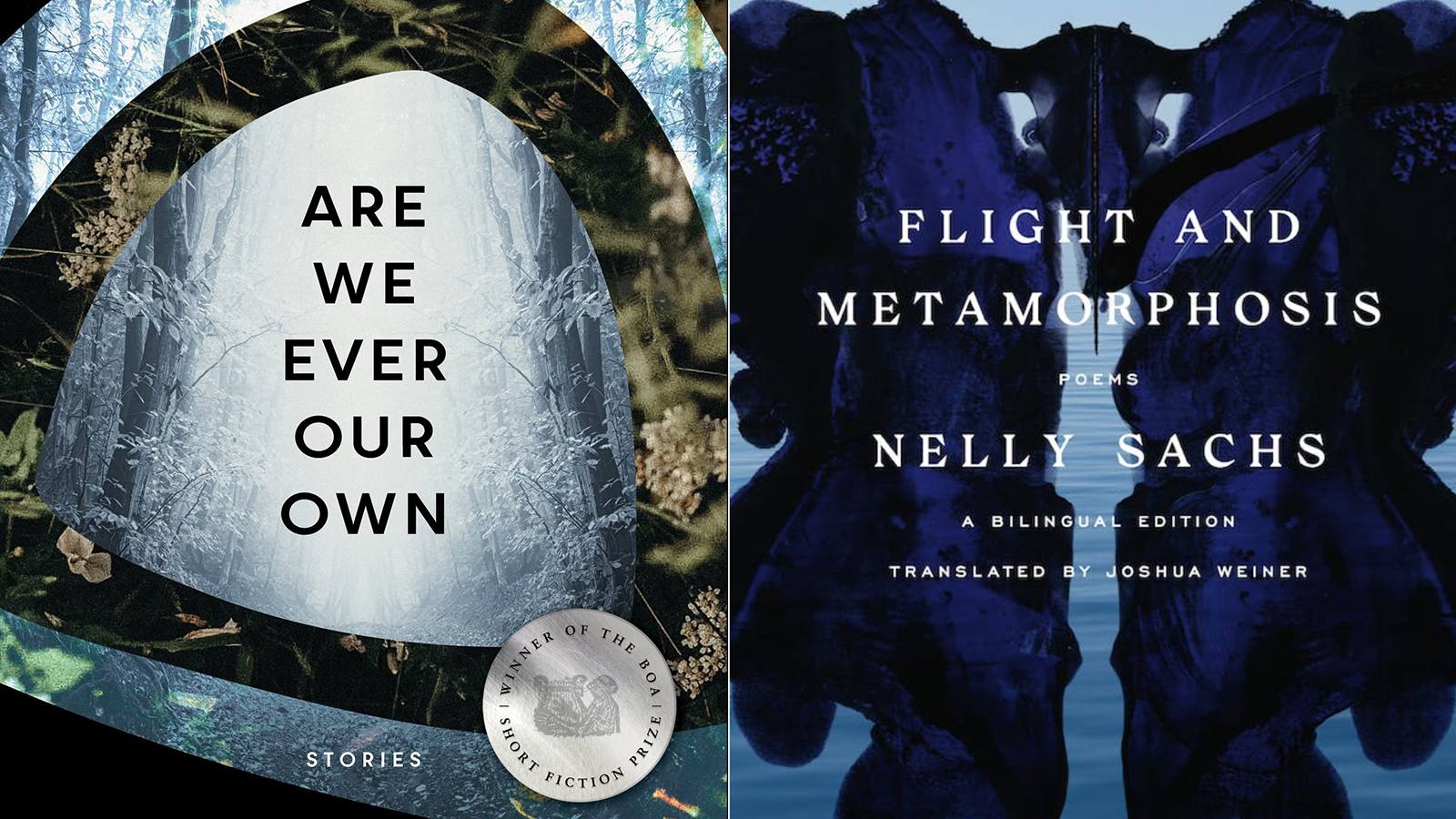 Book covers of Are We Ever Our Own and Flight and Metamorphosis