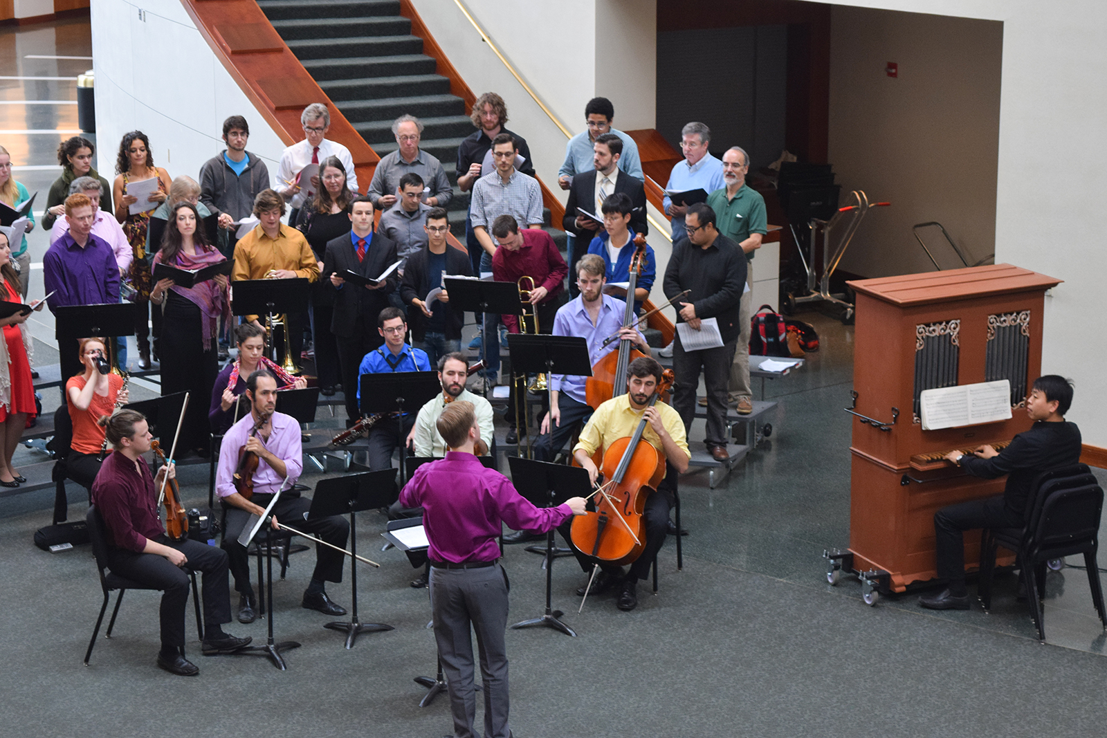 Choral and orchestral members perform in The Clarice's Grand Pavilion.