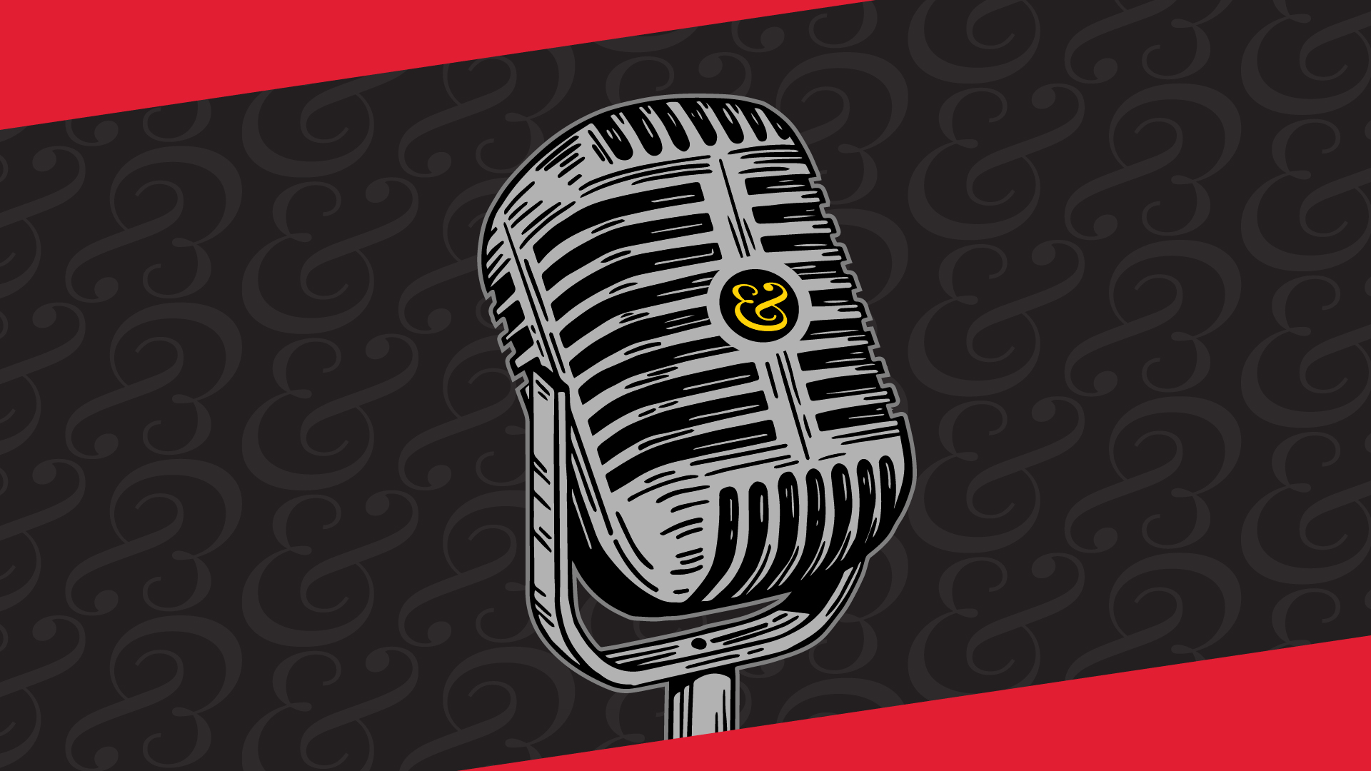 Illustration of a retro microphone with an ampersand on it 