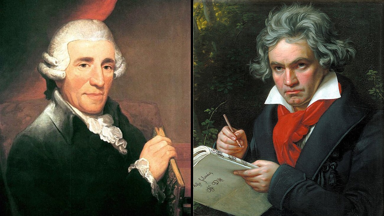 Portraits of Haydn and Beethoven.
