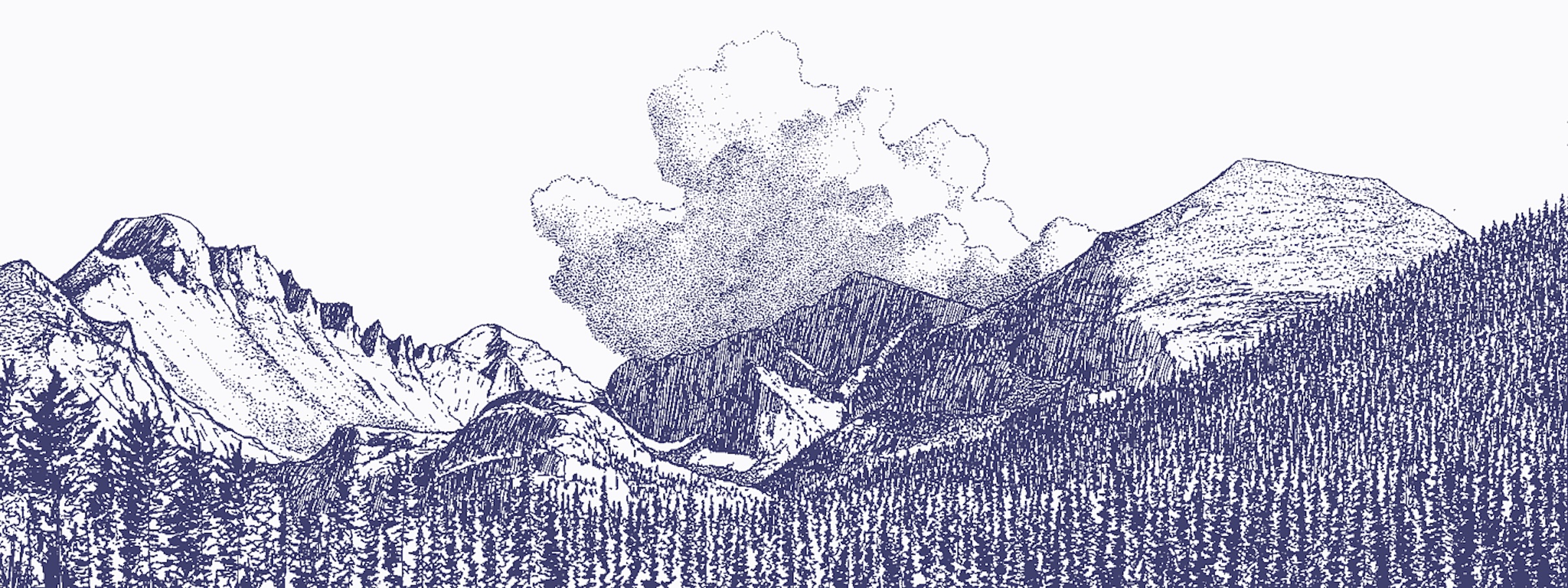 Sketch of mountains and trees