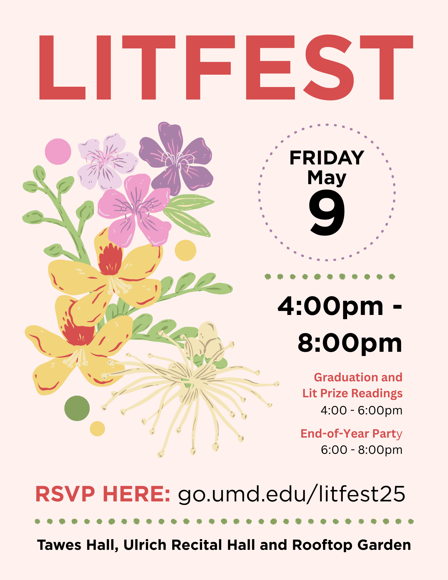 Flyer for JPWH LitFest on May 9, 2025