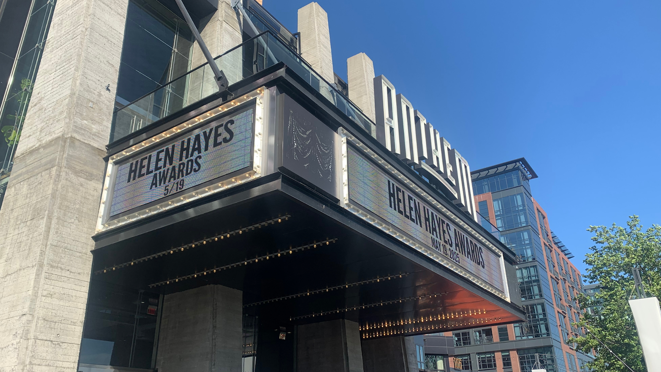 The marquee of The Anthem theater for the Helen Hayes Awards
