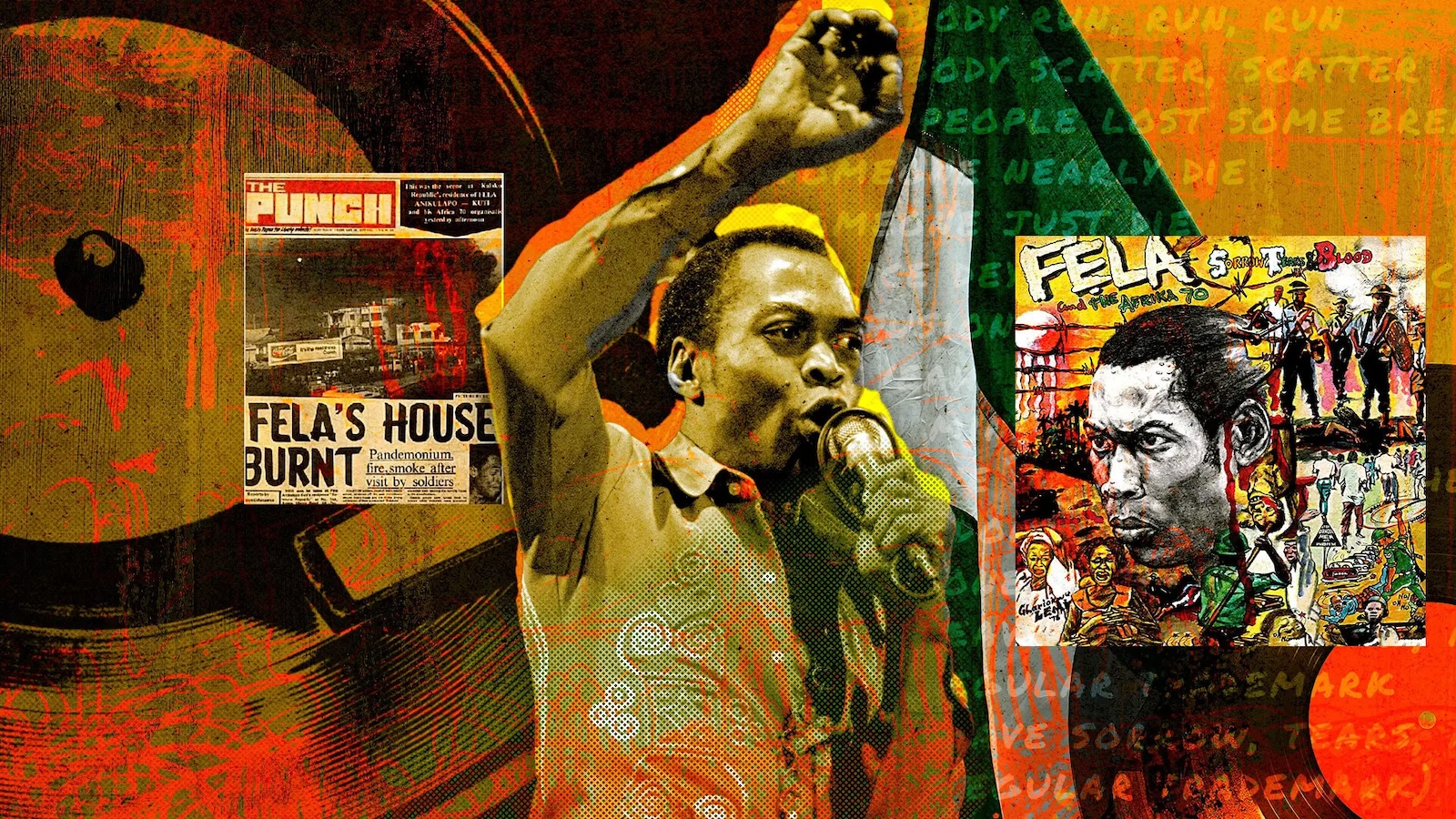 collage featuring Fela Kuti