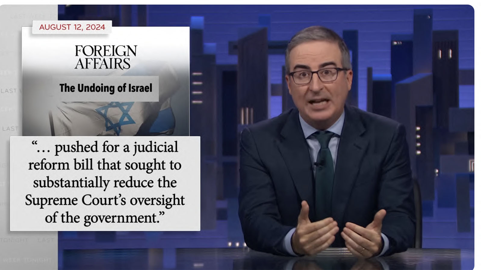 Text from an article appears next to an image of a man in a suit