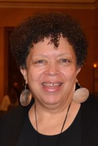 Ernestine Wyatt smiles in front of the camera. 