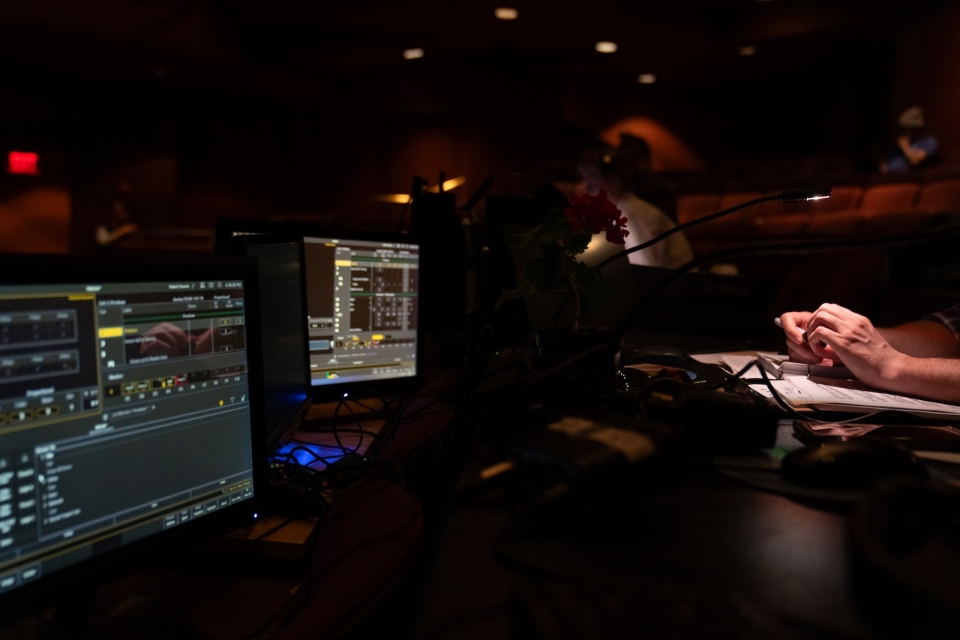 Production staff closely monitor rehearsals and performances to ensure performers hit their marks and that lighting design runs smoothly. The smallest details are tracked down to the seconds.