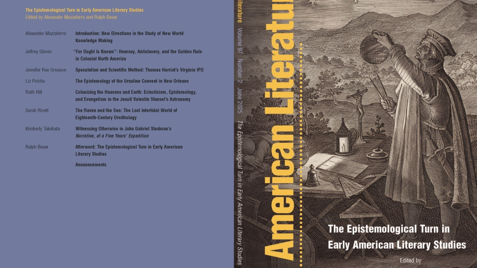 Cover of American Literature: The Epistemological Turn in Early American Literary Studies