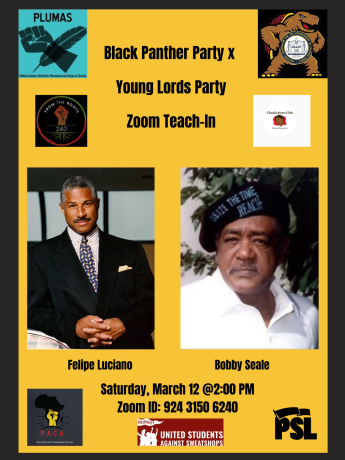 Black Panther Party x Young Lords Party Zoom Teach-In flyer