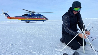 Cy Keener sets up a probe in the Arctic.
